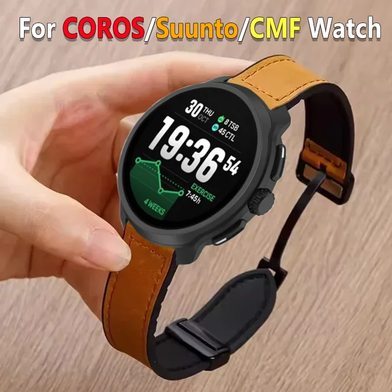 Leather and Silicone Hybrid Magnetic Watch Strap - 20mm/22mm