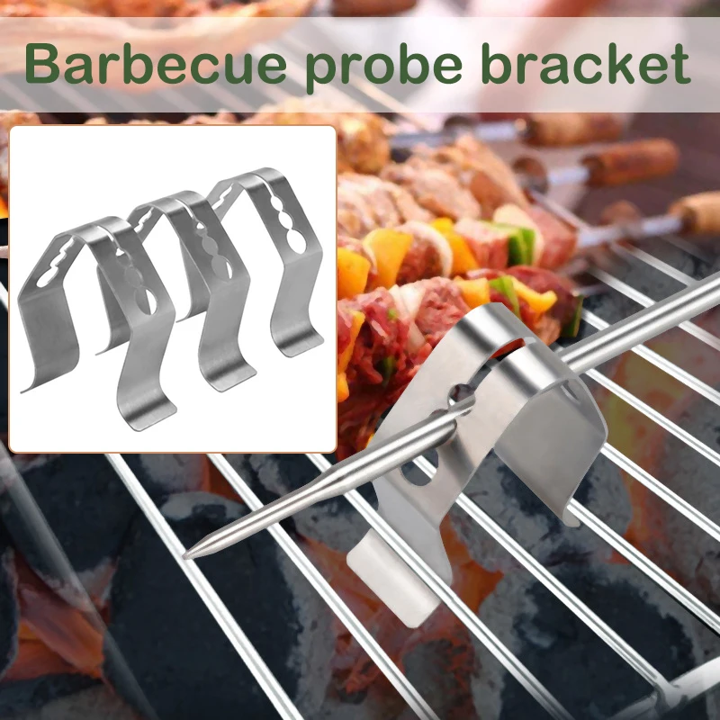 2PCS/set Stainless Steel BBQ Thermometer Probe Clip Holder Kitchen Accessori /D 
