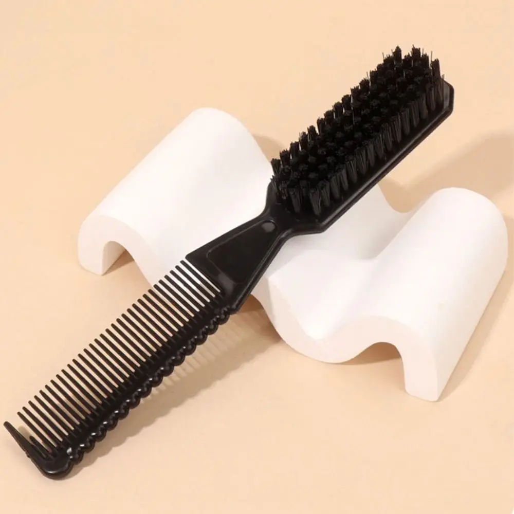 Vintage Double-sided Comb Small Size Shave Beard Multi-functional Comb Curved Handle Comfortable Bristle 2-in-1 Styling Comb