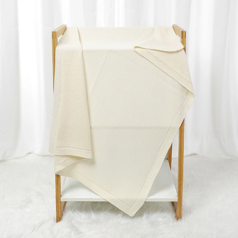 Baby Blanket Cotton Knitted Newborn Girl Boy Bed Sleepsack Soft Stroller Swaddler Warp Fashion Solid Quilt 100*80CM Infant Plaid 2