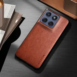 Vintage Leather Skin Luxury Phone Case - Stylish and Soft Protective Cover for Edge 70 fusion (Brown)