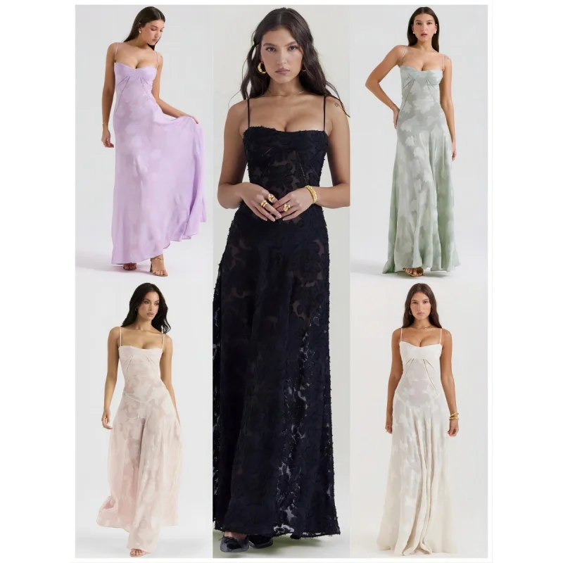 

Women's French-Style Lace Strap Dress with Lace Strap, New Popular Autumn Fairy Skirt Holiday Casual Mid-Length