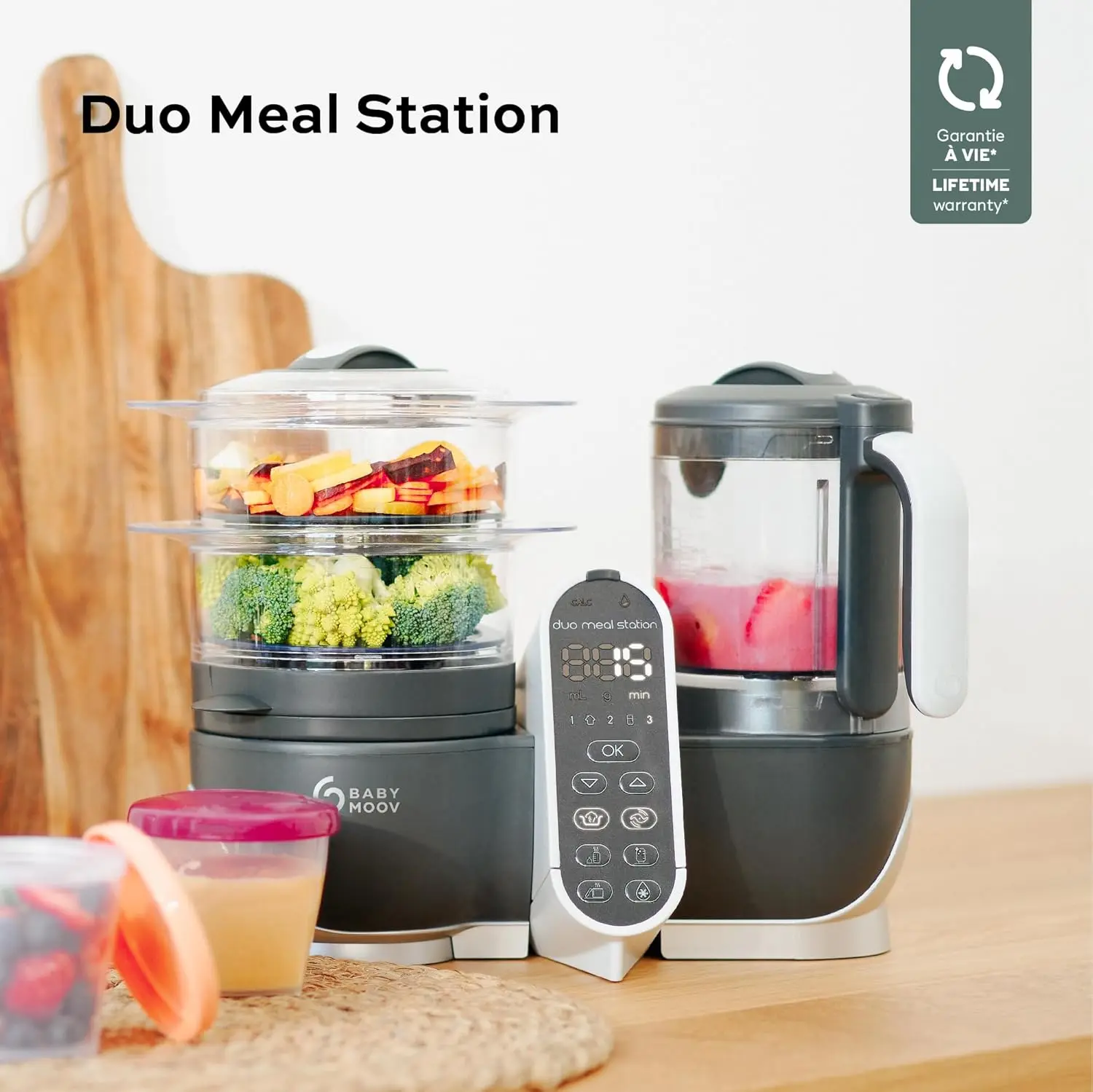 Grey: Multi-Speed Baby Food Maker Steamer and Puree Blender, Baby Food Processor that warms & defrosts 3