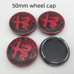 Set of 4 Premium 3D 50mm Car Emblem Wheel Hub Center Cap Badges - Stylish Decorative Covers (50mm black red)