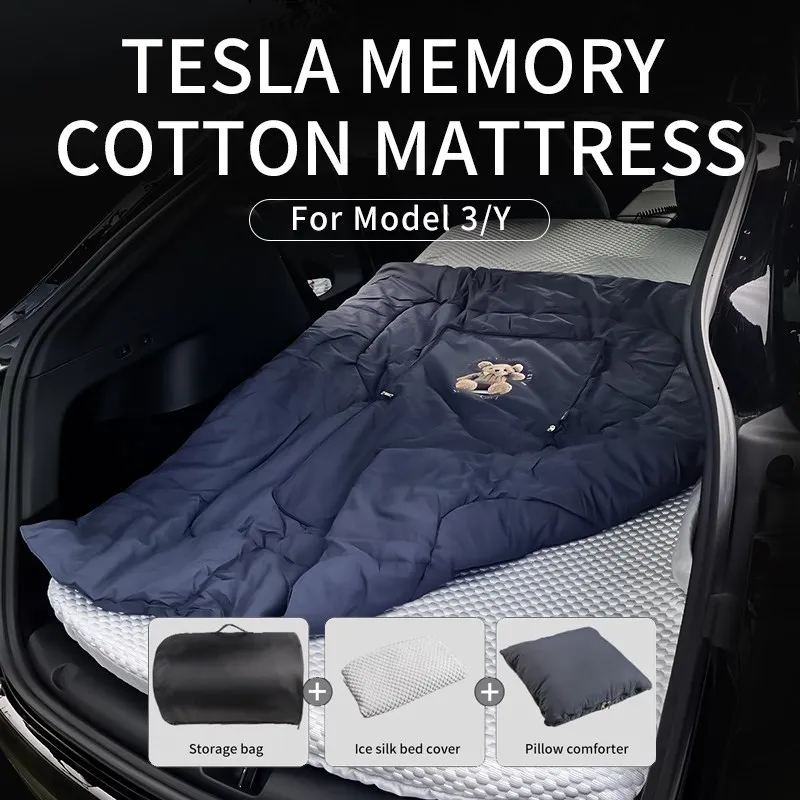 Camping Mattress for Tesla Model Y/3 Memory Foam Mattress Storage Bag & Sheet Provided Portable In Car Sleeping