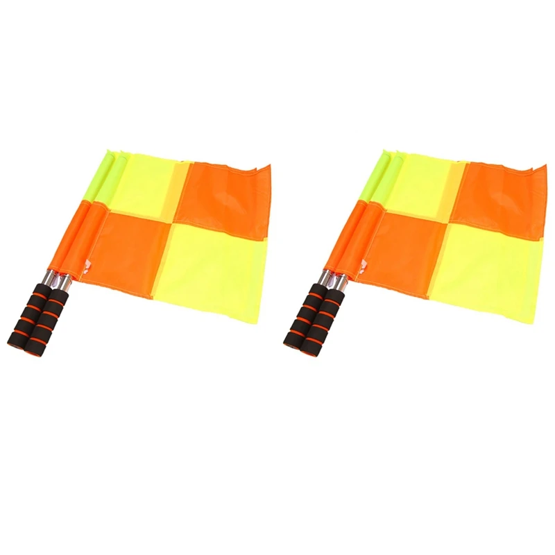 

NEW-2X Soccer Referee Flags With Carrying Bag Football Judge Linesman Sideline Fair Play Sports Match Flags Equipment