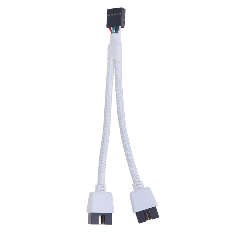 PC DIY용 오디오 HD 익스텐션 케이블, 15cm 컴퓨터 마더보드 USB 익스텐션 케이블, 9 핀 1 암 2 수 Y 스플리터