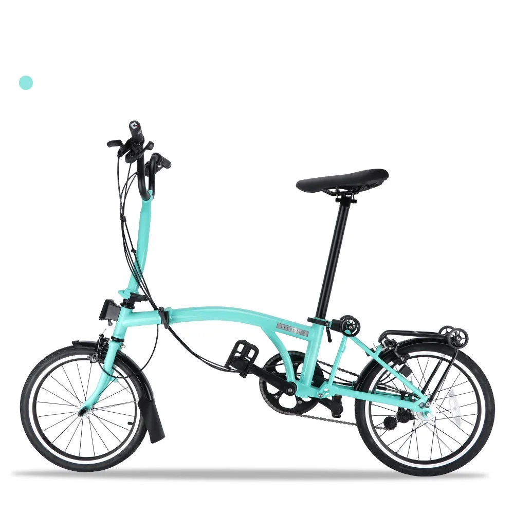 16 Inch Folding Road Bike Chrome-Molybdenum Steel Foldable Frame Portable  Variable Speed Double V Brakes Adult Bicycle