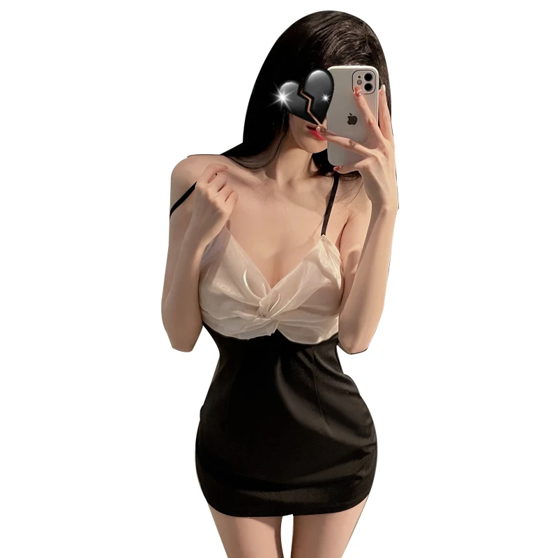 Sexy Mousse 2023 Women Erotic Sexy Nightgown Pleated Mesh Pajamas Slim Fit Comfortable Suspender Nightdress Women's Homewear