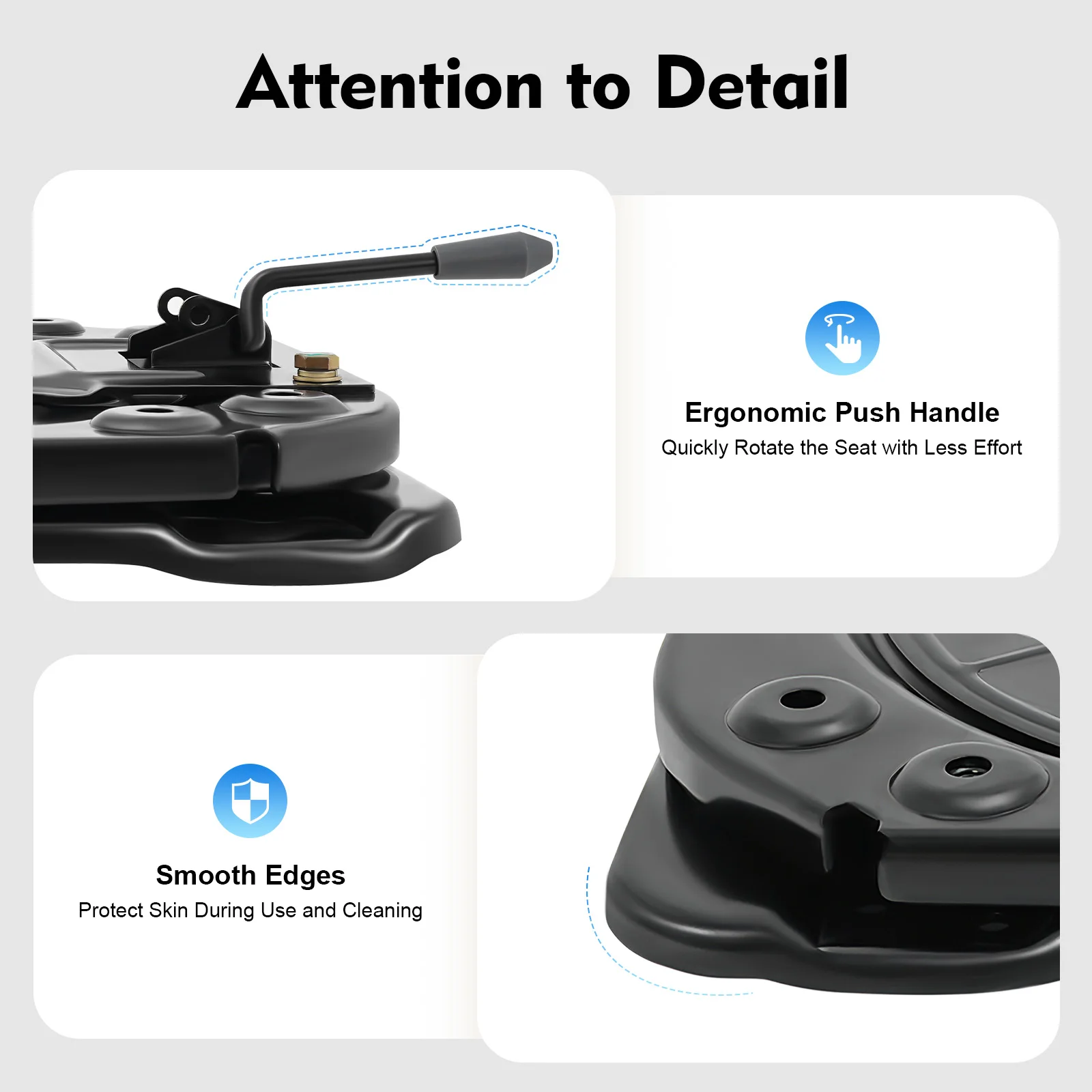 Schwerlast-Drehfuß für Sitze, 3,0 mm Stahlplatte, 360 Grad drehbar, für Wohnmobile, Vans, Reisemobile, Boote, LKWs, Busse – Detail 7