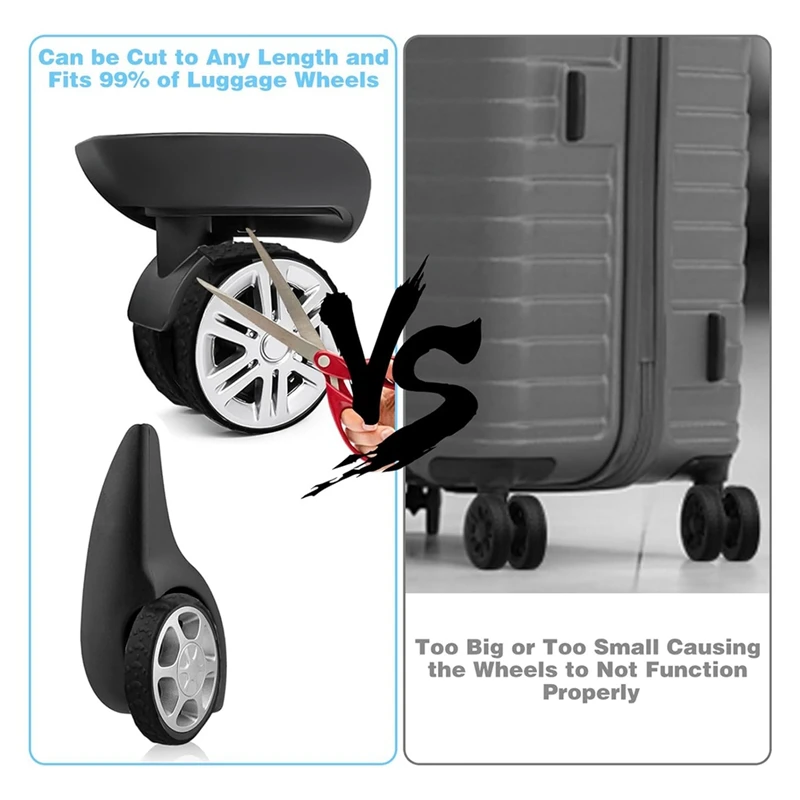 ABRE-8Pcs Luggage Wheel Covers, Silicone Luggage Cover Protector Suitcase Wheel Covers, Silent Protection Compartment