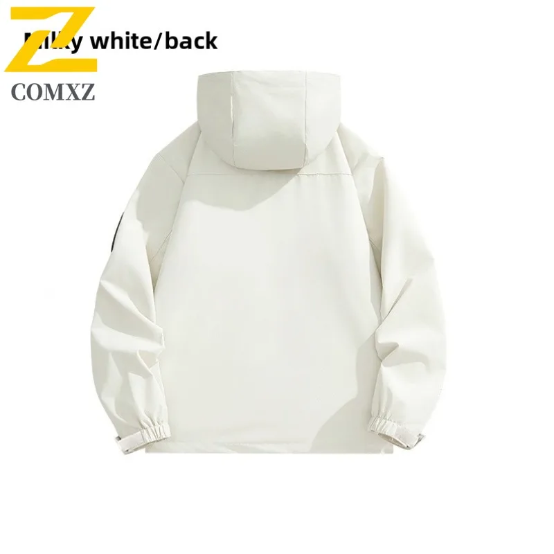 COMXZ Hiking Travel Brand Mens Jacket Fashion Hooded Cold Resistant Coat Outdoor Multi Functional Windproof Winter Outerwear