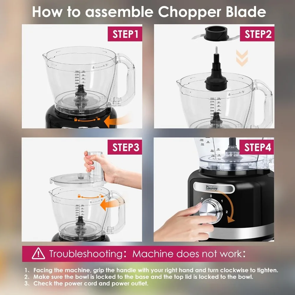 16 Cup Food Processor Blender Combo,11-in-1 Multifunction 3.8L Food Chopper 7 CUP(60 oz) Blender 1 CUP 2