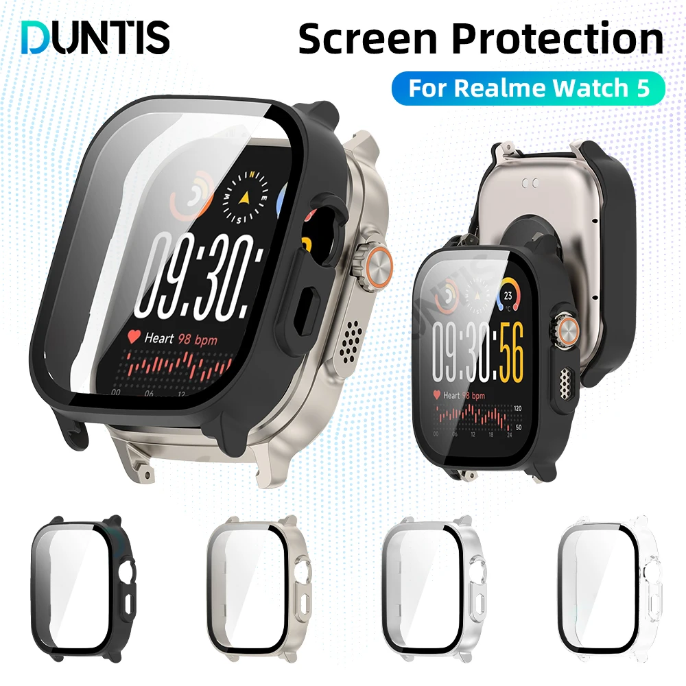 All-Around Protective Glass + PC Bumper Case for Smartwatch, Anti-scratch Screen Protector Cover.