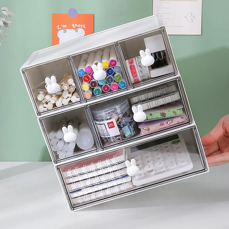 Desktop Storage Box Organizer Drawer Type Transparent Acrylic Desk Stationery Hand Account Storage Rack Desk Simple Pen Holder pen holder desktop storage box stationery organizer stationery storage box desktop storage kit