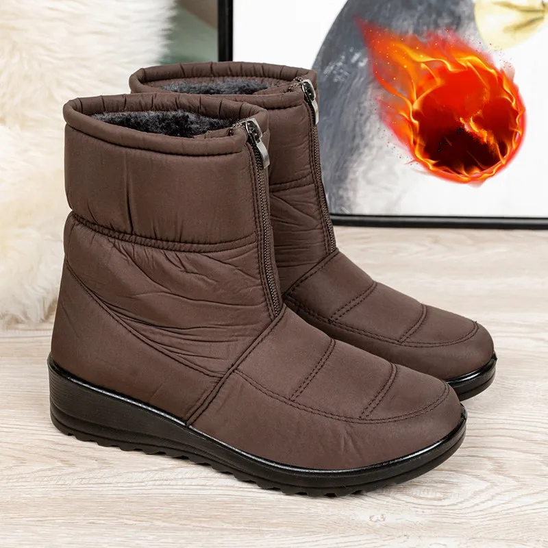 2023 Winter Shoes Waterproof Women Snow Boots Plush Warm Ankle Boots Woman Zipper Non Slip Warm Cotton Shoes Plus Size 35-43