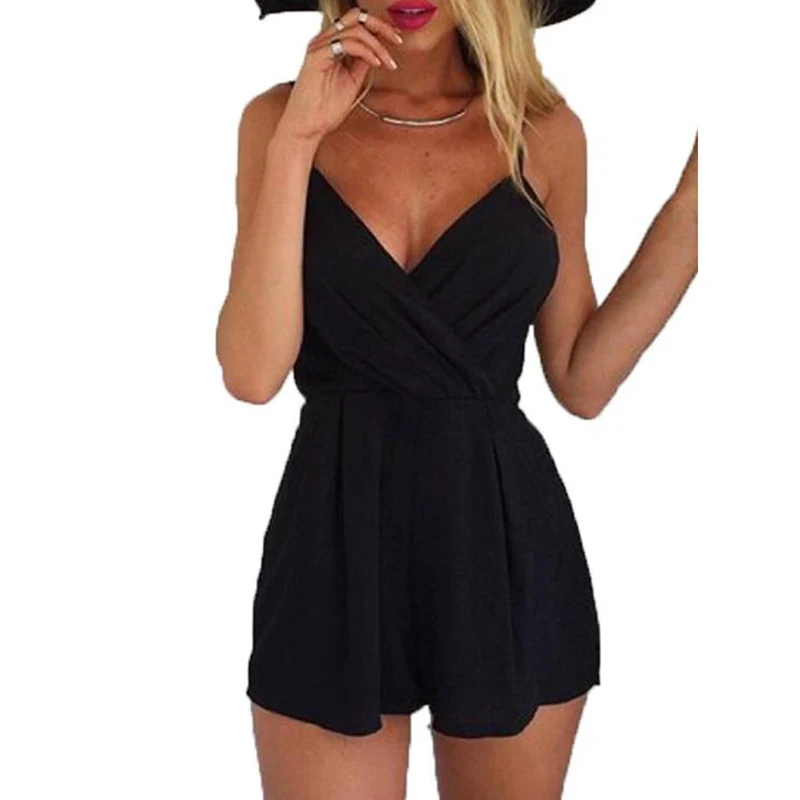 S-5XL 2023 Summer Women Sexy Jumpsuits Streetwear Sleeveless Bodycon Black Solid Spaghetti Beach Style Rompers Sexy Playsuit Red