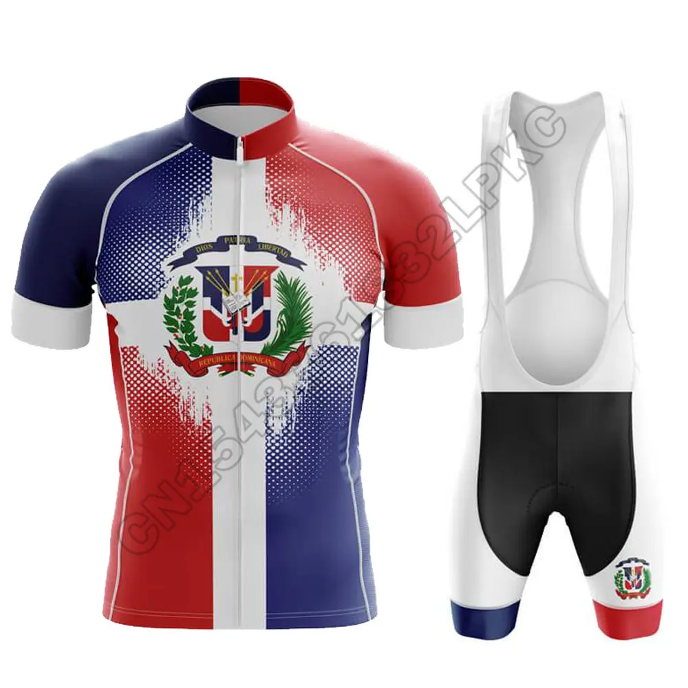 Dominican Republic Men's Summer Short Sleeves Cycling Jersey Set MTB Bike Uniform Triathlon Breathable Ropa Ciclismo Verano