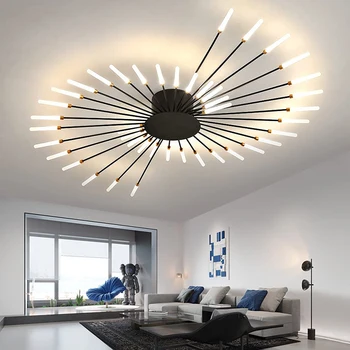 Living Room Light LED Ceiling Lamp Modern Indoor Lighting Acrylic Nordic Creative Fan-shaped Bedroom Fixture Home Decor Kid Room 2