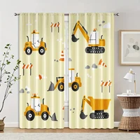 2pcs, Window Treatment Curtains Truck Tractor Machine Washable Fabric,Without Electricity Wall Decor for Indoor Celebrations, 2