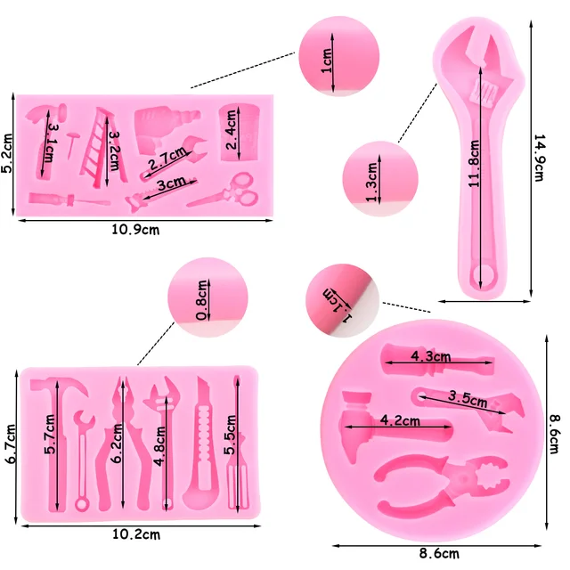 Csavarok Csavarkulccsal Szilikon Penész Kalapács Fondant Penészek Csokoládé Cukorka Agyag Sütés Torta Dekoráció Szerszámok Houseware Gyanta Formák - Image 3