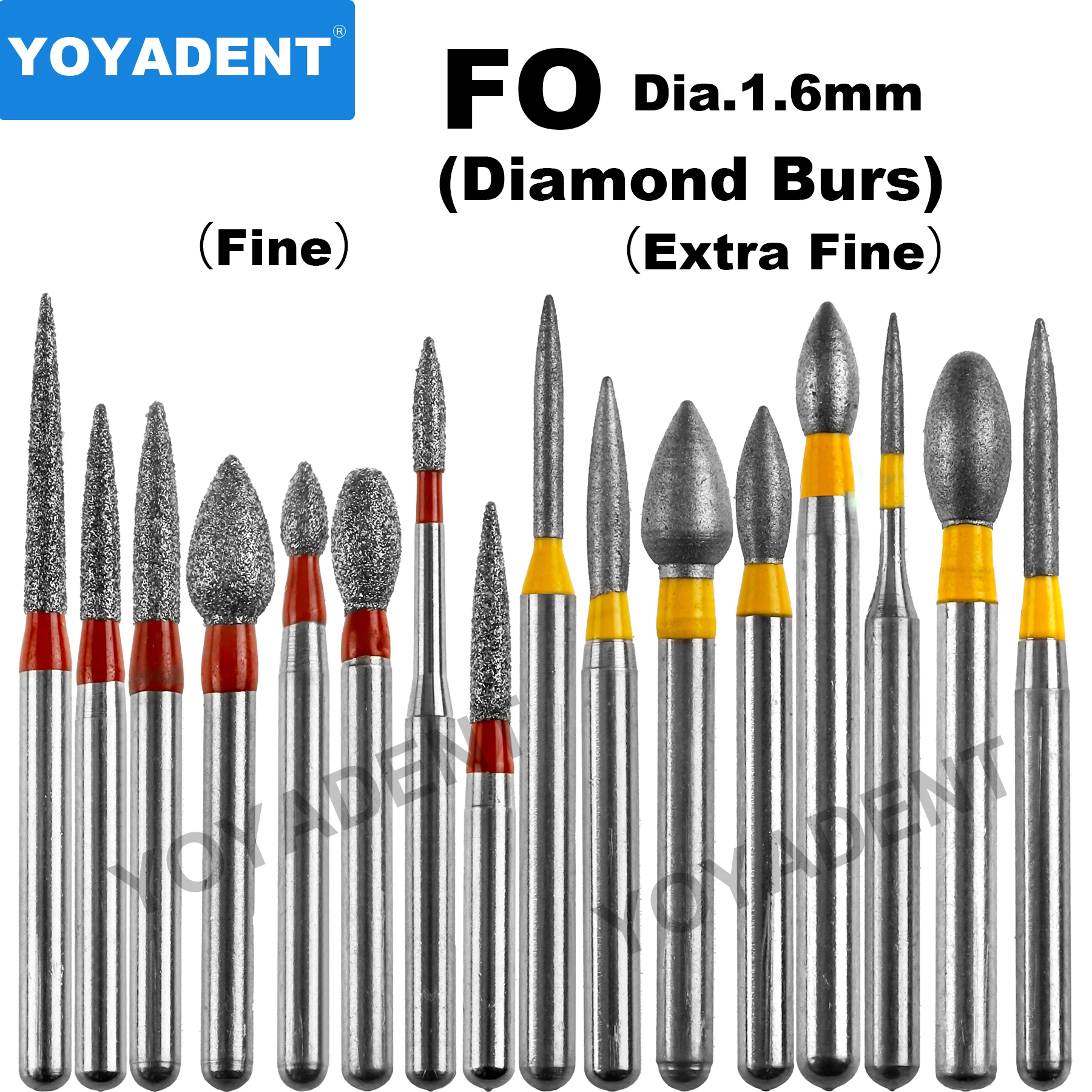 Dental Diamond Burs 1.6mm 10pcs/Pack for High Speed Handpiece Lab Polishing dental diamond burs
