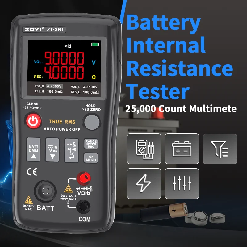 ZOYI Digital Multimeter ZT XR1, battery internal resistance tester voltage diode capacitance multi function tool