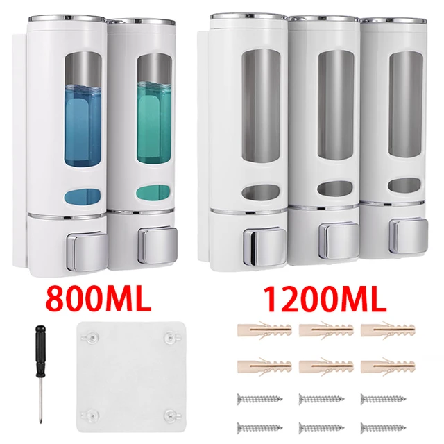 2/3 หัวเครื่องจ่ายสบู่ติดผนังกาวห้องน้ําแชมพูล้างมือของเหลว Conditioner คอนเทนเนอร์ 1