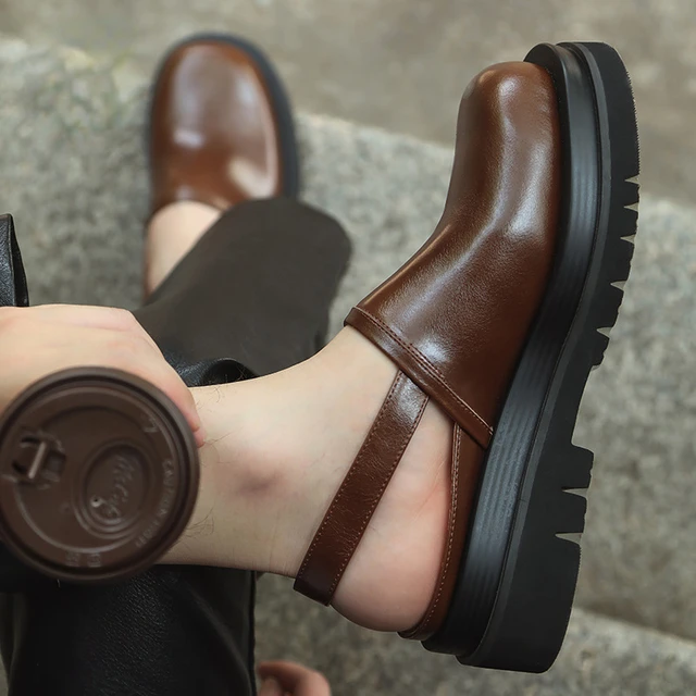 Attitudist Glossy Coffee Brown High Heel Derby Shoes