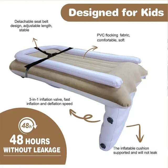 Portable Toddler Airplane Bed For Kid Baby Mattress Air Bed Seat Extender Sleeping Mattress Seat For Travel Car Road Trip 3