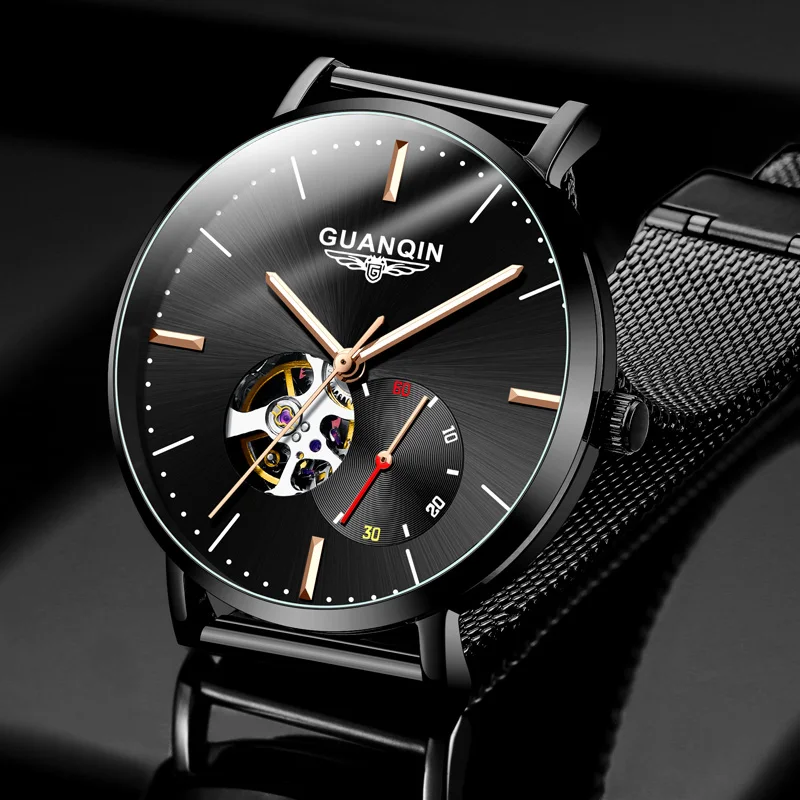 HEMUDU Men Tourbillon Movement Mechanical Business Casual Watches Sapphire Mirror Mechanical Skeleton Waterproof Watch Clock