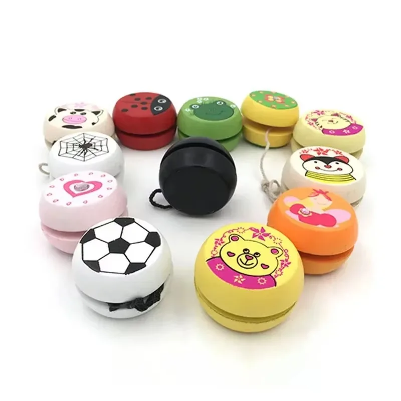 Children Yoyo Ball Cartoon Animal Prints Wooden Yoyo Toys Ladybug Toys Kids Yo-Yo Creative Yo Yo For Children Funny Gift