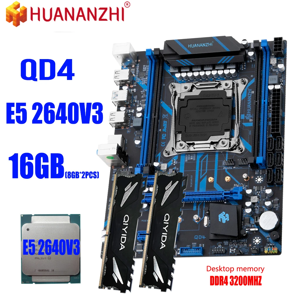 HUANANZHI X QD4 motherboard LGA motherboard set E5  V3 DDR4 G  8gbx2 MHZ NVME M.2 USB3.0 SATA3 memory combo