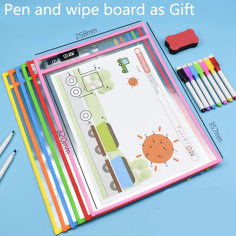 6pcs Reusable File Dry Erase Pockets With Pen Transparent Bag For Kid Write And Wipe Whiteboard Markers For Teaching Supplies Dry Erase Sleeves Aliexpress