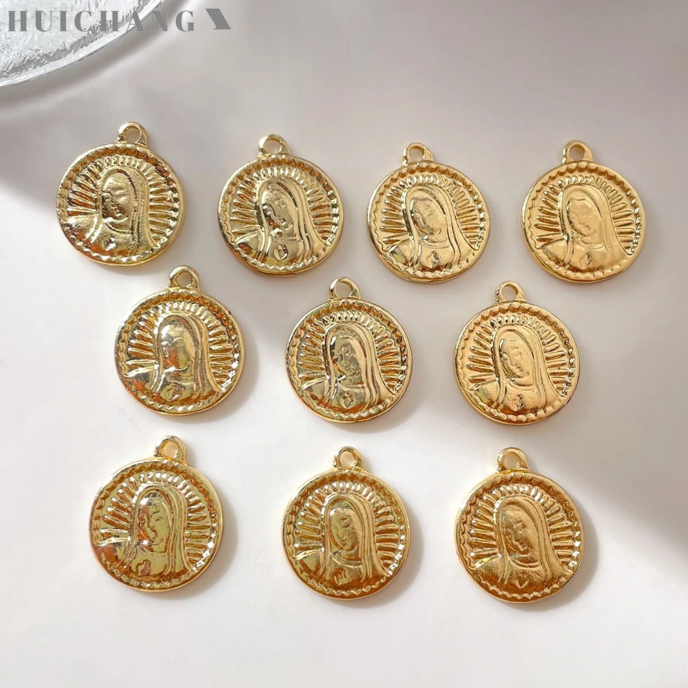 

10Pcs/Set Gold Plated Carved Portrait Charms Pendants For DIY Jewelry Necklace Making Alloy Coin Accessories Handmade Finding