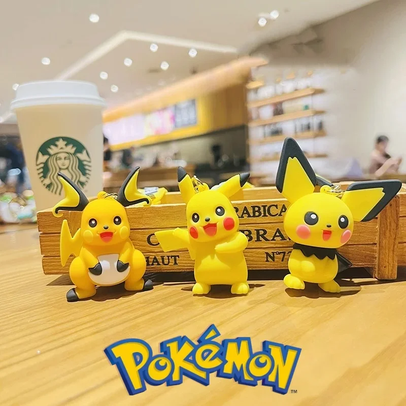 

Pokemon Pikachu Anime KeyChain Action Anime Figures Pikachu KeyChain Cartoon Anime Doll Toys Bags Car Pendant Keyring Kids Gifts