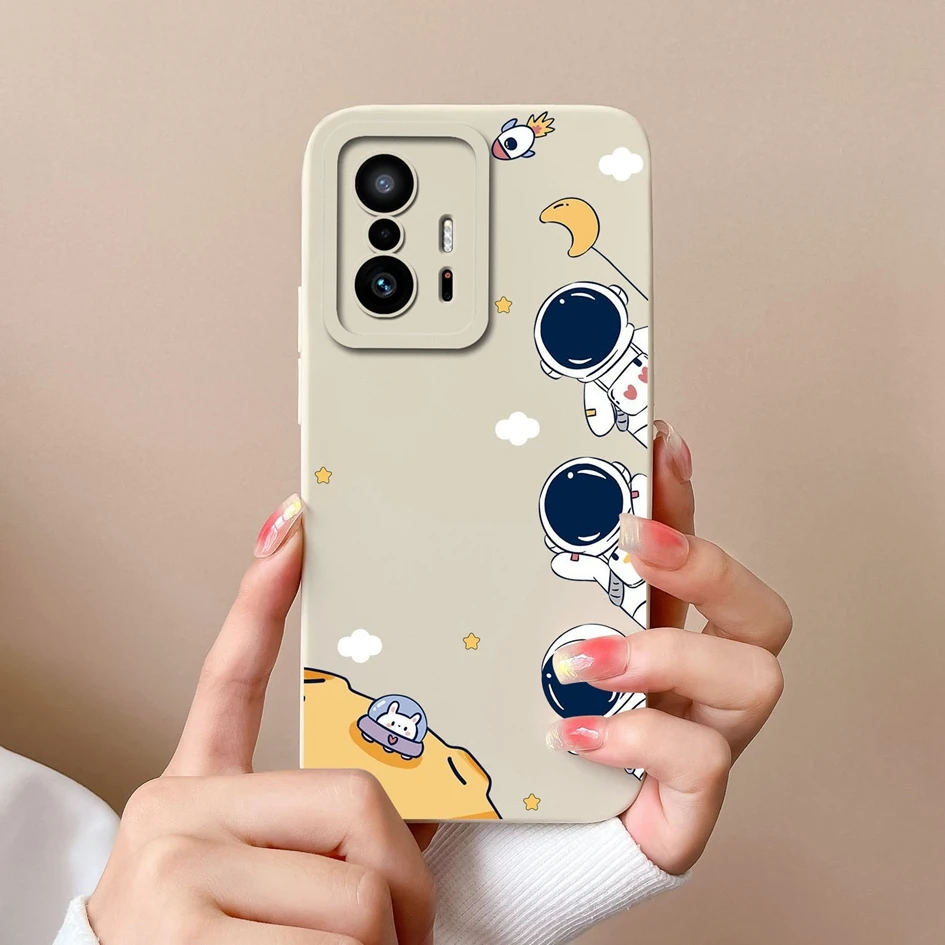Fashion Design Matte Liquid Silicone Case with Screen Protector for Xiaomi 11T Pro - Sweet Girls Collection