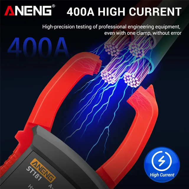 ANENG ST181 Digital Clamp Meter DC/AC Current 4000 Counts Multimeter Ammeter Voltage Tester Car Amp Hz Capacitance NCV Ohm Test 4