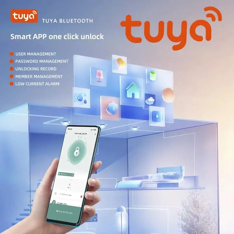 Fingerprint Door Lock Tuya Bluetooth Smart Password Mechanical Key Unlocking For Wooden Door Single Handle Smartlife