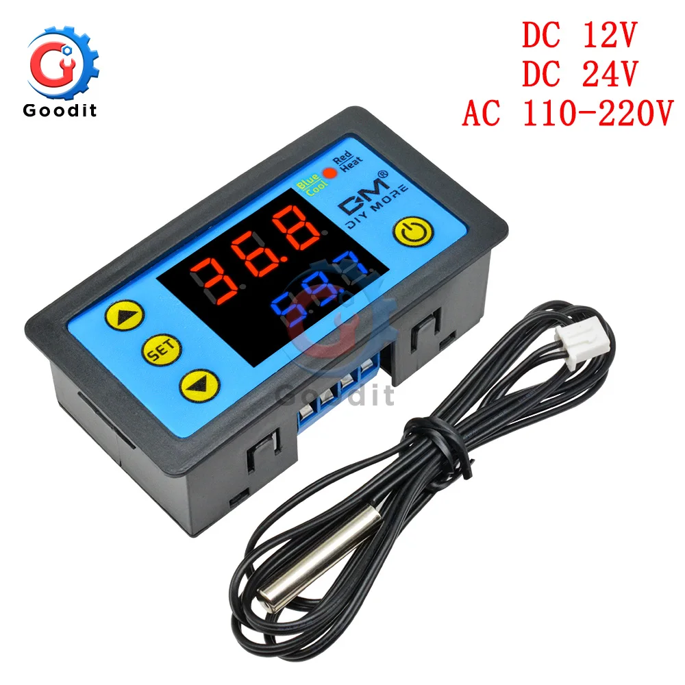 Digital Display Temperature Controller Thermostat with Intelligent Temperature Control and NTC Sensor Module, DC/AC Powered