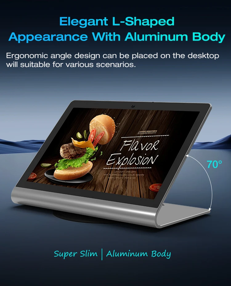2025 New L-shape 10.1" Aluminum Body Desktop Android Tablet FHD 1920*1200P Touch