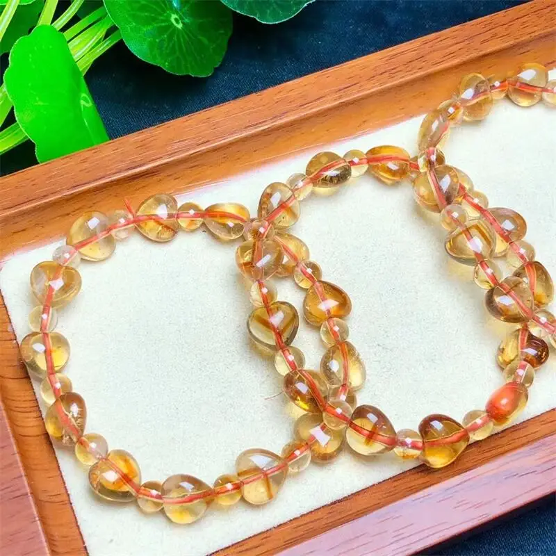 

Natural Citrine Heart Bracelet Crystal Reiki Healing Gemstone Fashion Jewelry Fengshui Healing Gift For Women 10mm