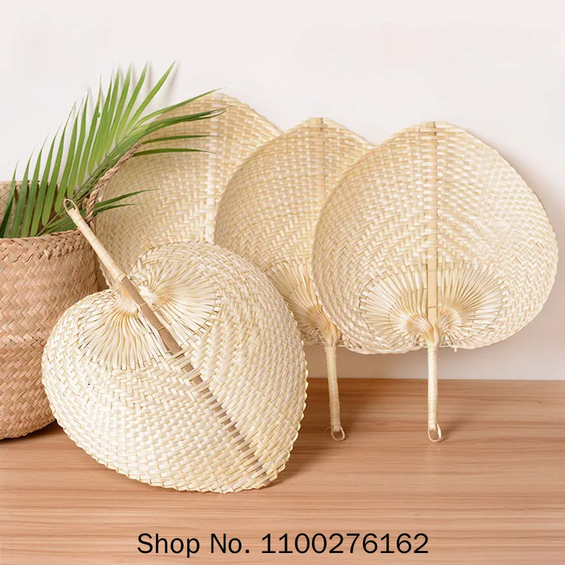 

Summer Cooling Fan Handmade Straw Fan Bamboo Palm Leaf Hand-woven Hand Fan Woven Cooling Fan Bamboo Woven Fan Home Decoratio