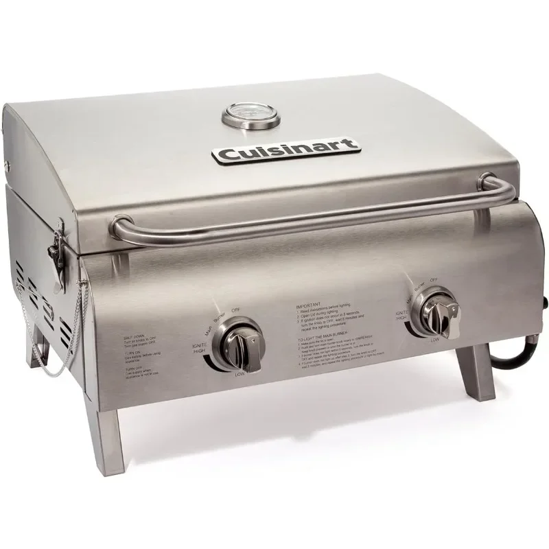 

Cuisinart CGG-306 Chef's Style Portable Propane Tabletop 20,000, Professional Gas Grill, Two 10,000 BTU Burners, Stainless Steel