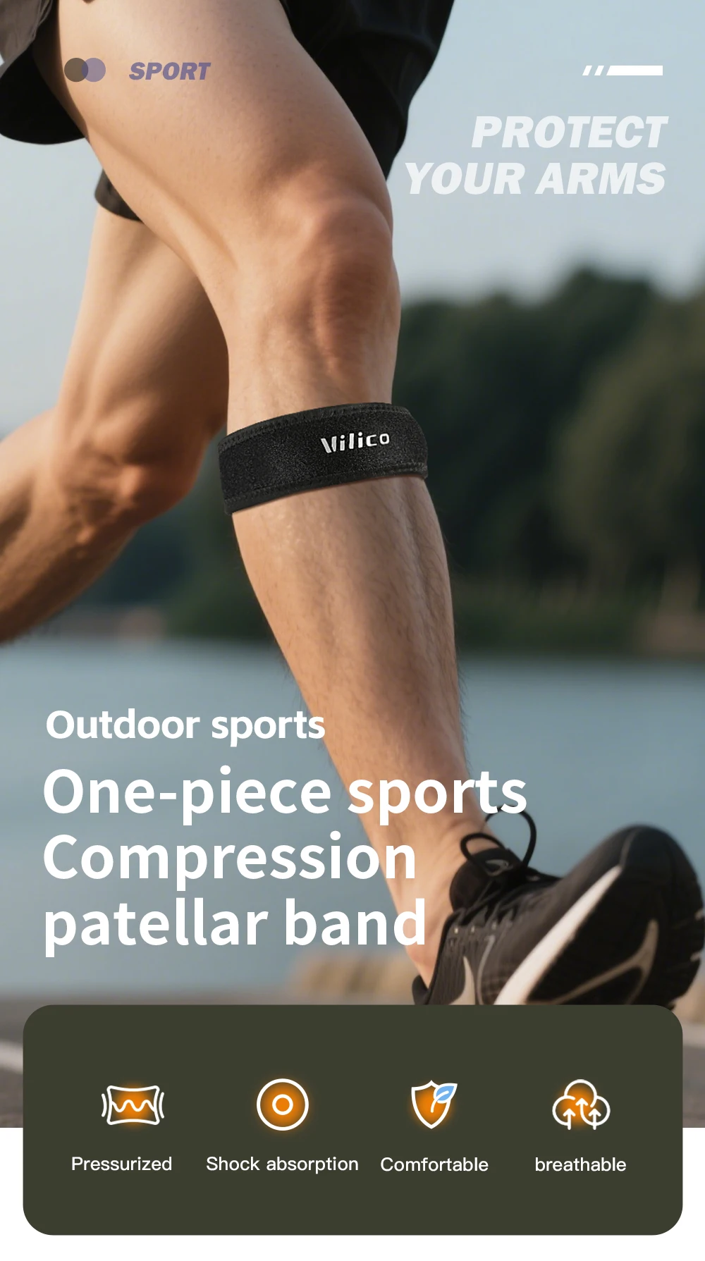 1PC Patella Kniescheibe Band Silica Gel Knie Sehne Strap Protector Knie Pad Laufsport Radfahren Gym Knie Unterstützung schutzausrüstung – Detail 1