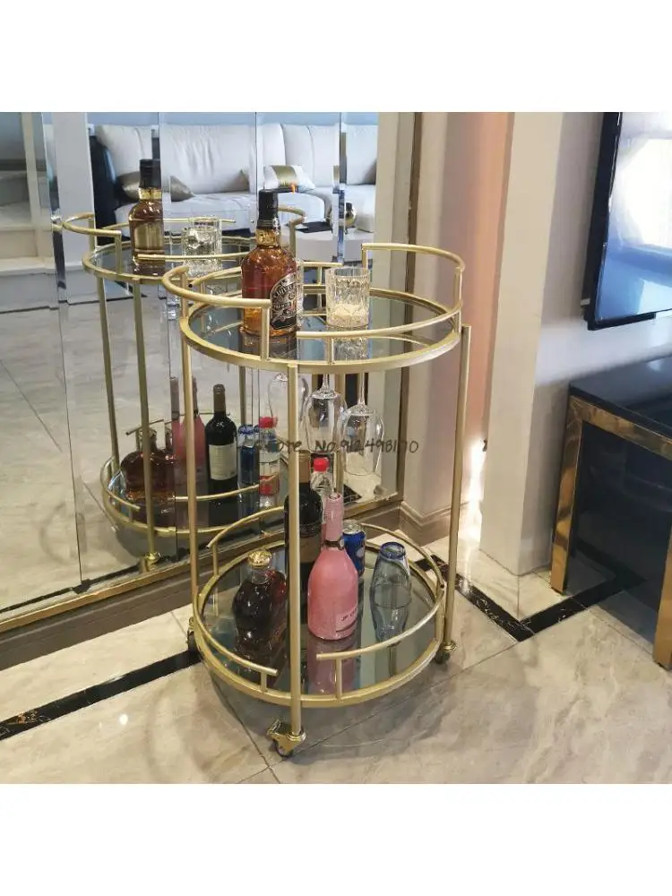 European style dining car trolley round household living room tea car showroom restaurant wine beauty shop hair salon tool