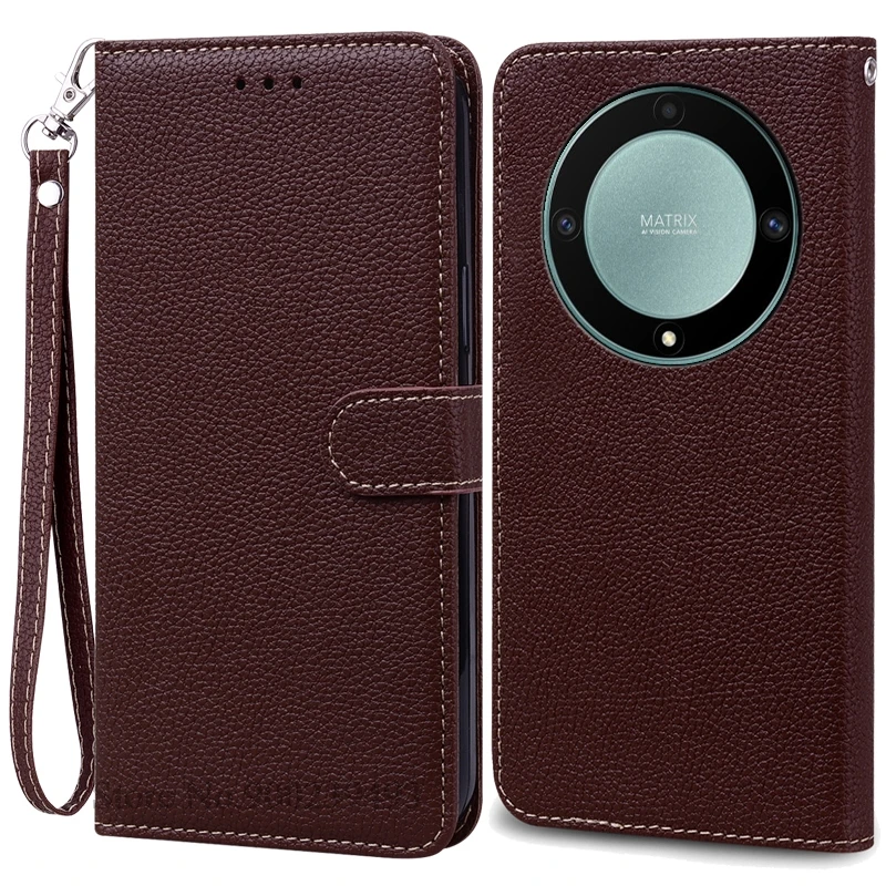 Luxury Leather Flip Wallet Cover for Honor X9A 5G - Premium Silicone Protection