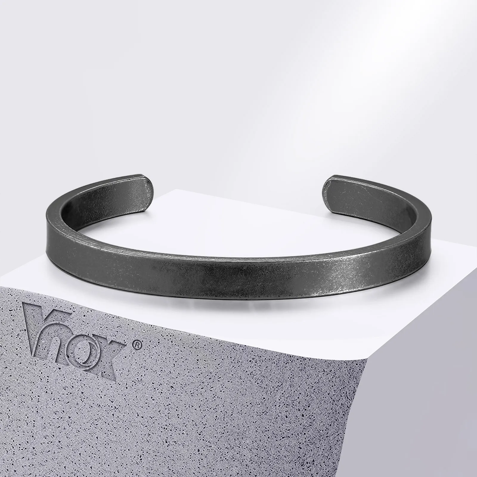 Vnox oxidierte offene Edelstahl Armreif für Männer Frauen, grundlegende Metall manschette Armbänder, Retro Schmuck Weihnachten Geburtstags geschenk
