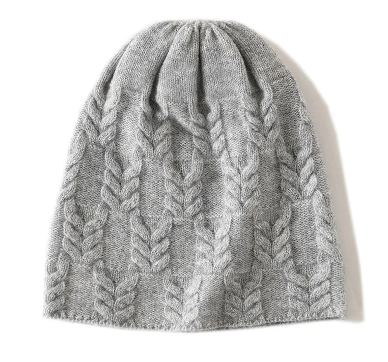 100% Ziegenkaschmir-Strickmützen für Damen, warme, weiche Wintermützen für Mädchen, Gorros, Herbst, Y2K-Mode, Korea, Bonnet-Mütze – Detail 26