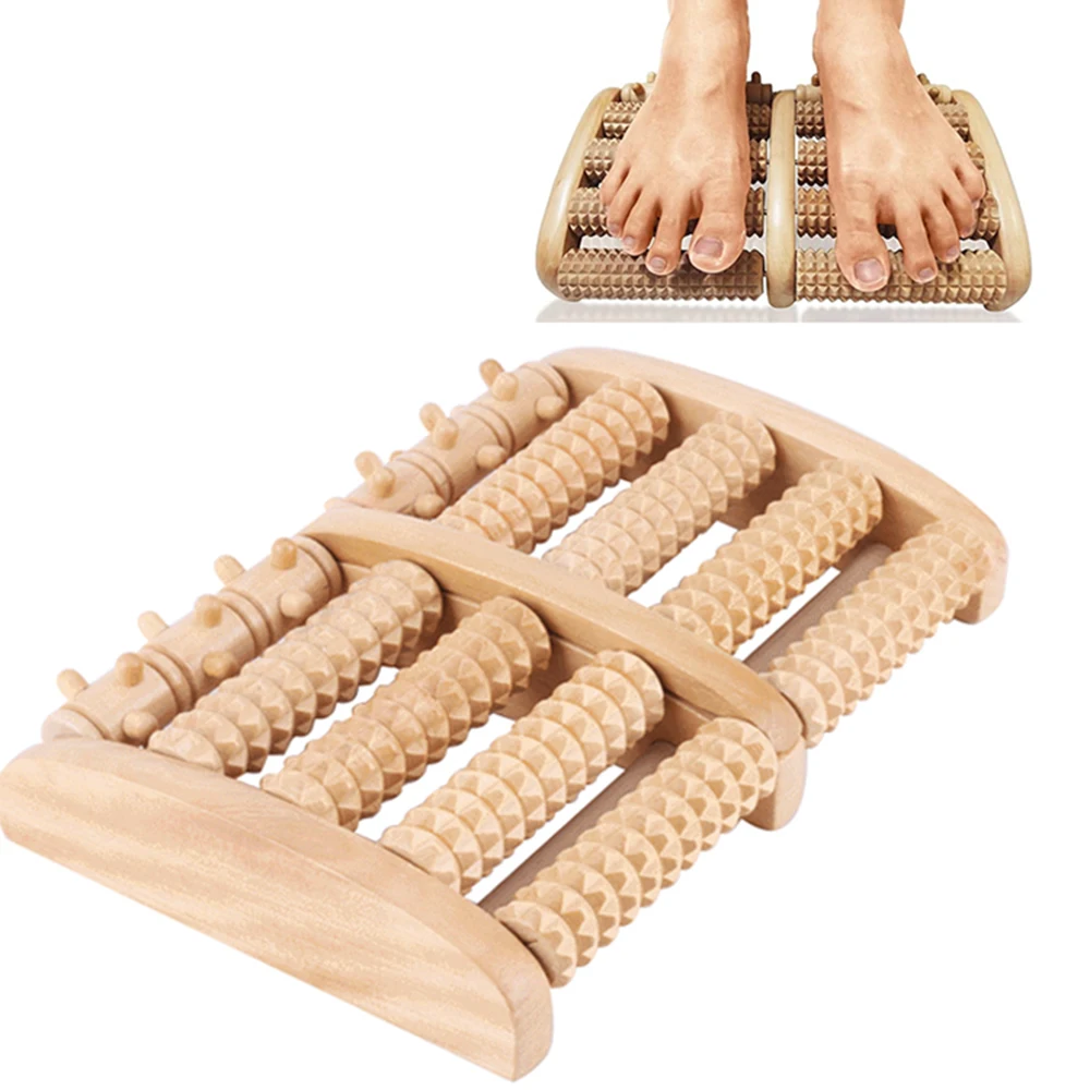 

5 Row Wooden Foot Roller Wood Care Massage Reflexology Tool Relax Massager Spa Anti Cellulite Heel Arch Plantar Fasciitis Relief